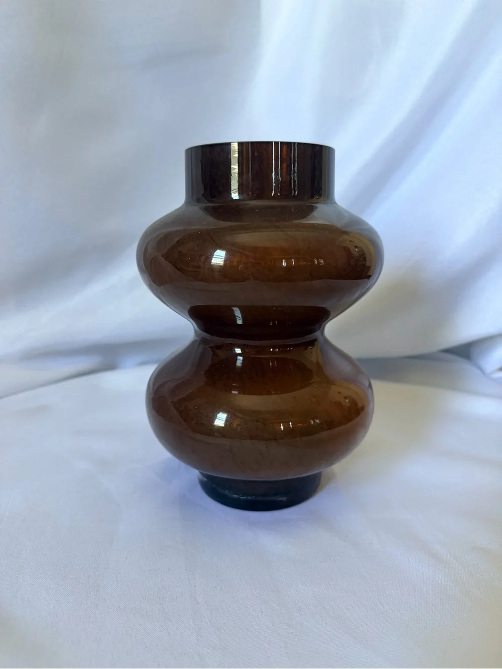 Brown Double-Bulb Glass Vase -